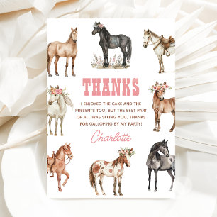 Horse Birthday Pony Party Thank You Card