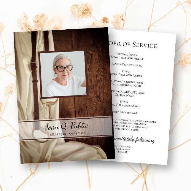 Horse Bit Satin Western Funeral Service Memorial Program (Creator Uploaded)