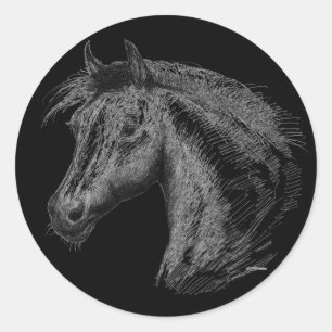 Horse: Black Classic Round Sticker