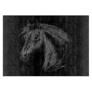 Horse: Black Cutting Board