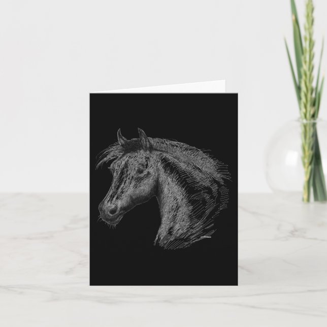 Horse:  Black Holiday Card (Front)