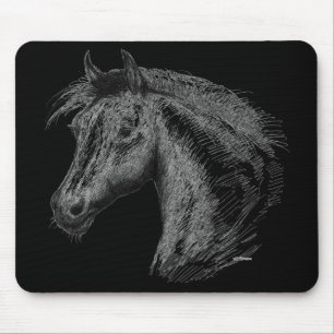 Horse: Black Mouse Pad