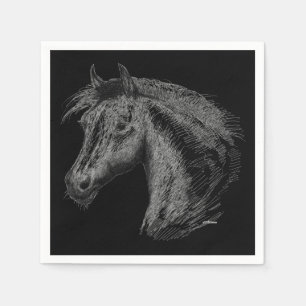 Horse:  Black Napkin
