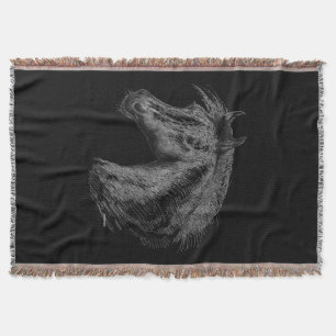 Horse: Black Throw Blanket