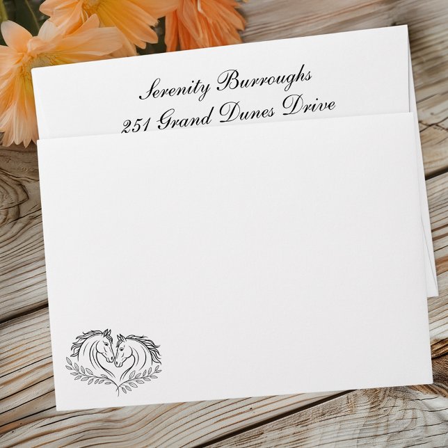 Horse Black White Rustic Country Western Wedding Envelope (Creator Uploaded)