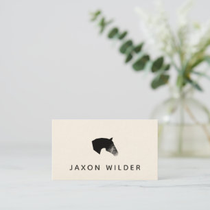  Horse Black White Smoke Cloud Minimal Rustic Business Card