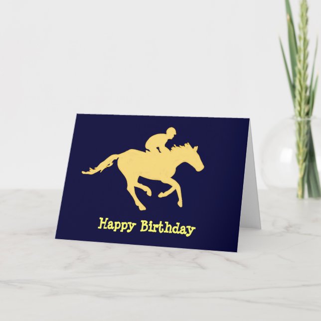 Horse Blue and Cream Birthday Card (Front)