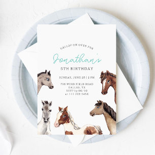 Horse Boho Cowboy Birthday Invitation