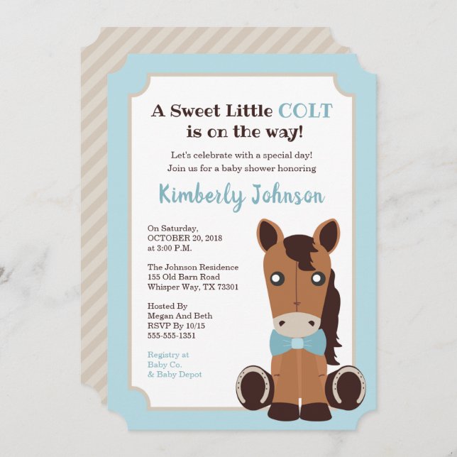 Horse Boy Baby Shower Invitation (Front/Back)