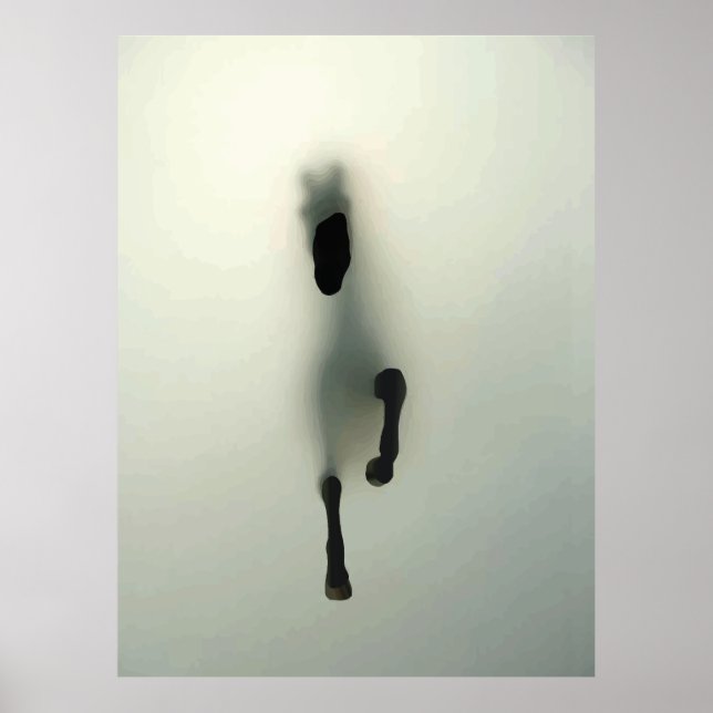Horse Breaking Through Fog Poster (Front)