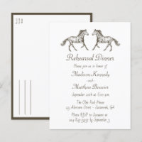 Horse Brown Country Western Rehearsal Dinner Invit
