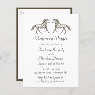Horse Brown Country Western Rehearsal Dinner Invit Postcard