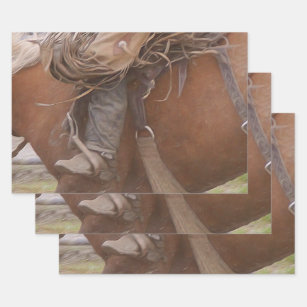 Horse Brown Western Rodeo Cowboy Wrapping Paper Sheet
