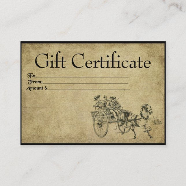 Horse & Buggy Ride- Prim Gift Certificate Cards (Front)