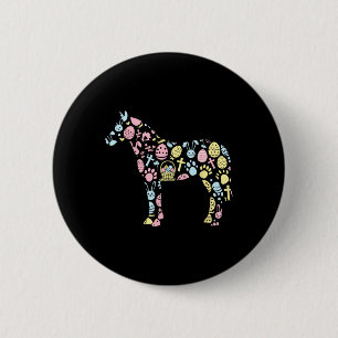 Horse Bunny Easter Egg Easter Day Womens Mens Kids 6 Cm Round Badge