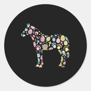 Horse Bunny Easter Egg Easter Day Womens Mens Kids Classic Round Sticker