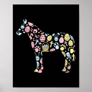 Horse Bunny Easter Egg Easter Day Womens Mens Kids Poster