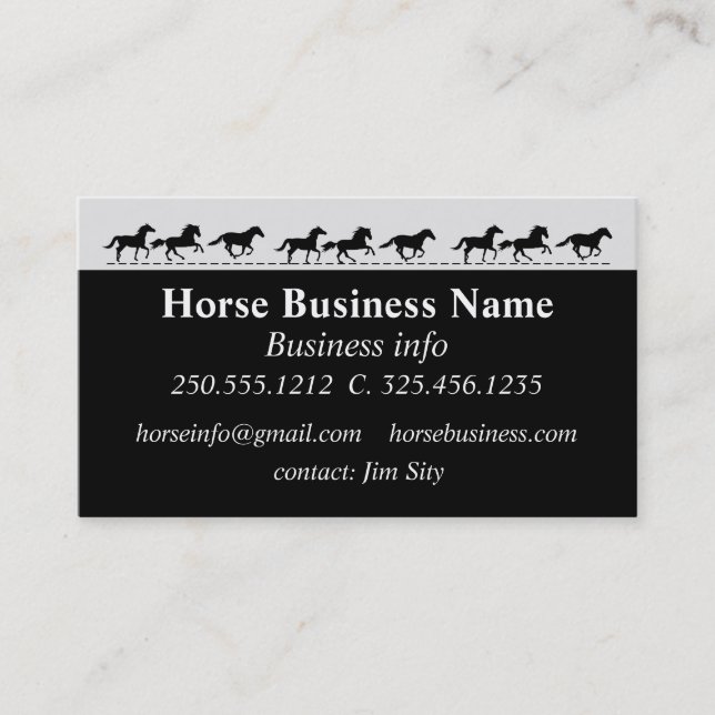 Horse Business Boarding Stables Riding Lessons  Business Card (Front)
