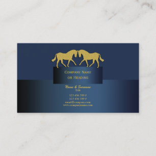 Horse business marketing blue gold business card