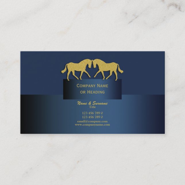 Horse business marketing blue gold card (Front)