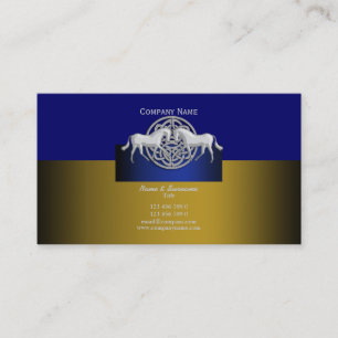 Horse business marketing gold blue white celtic card