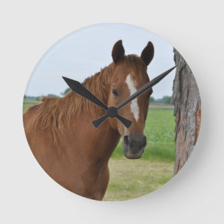 Horse by Tree Round Clock