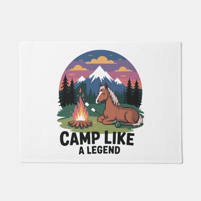 Horse Camp Like a Legend Camping Doormat (Front)