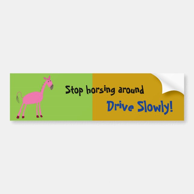 Horse Car Bumper Sticker "drive slowly" (Front)