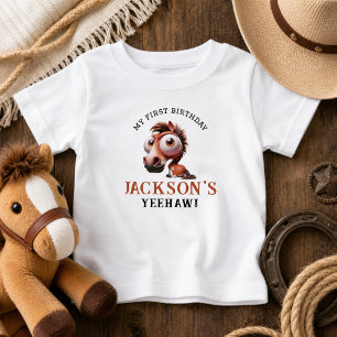 Horse Caricatures 1st Birthday Party Baby T-Shirt