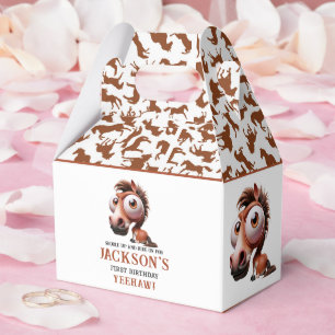 Horse Caricatures 1st Birthday Party Favour Box