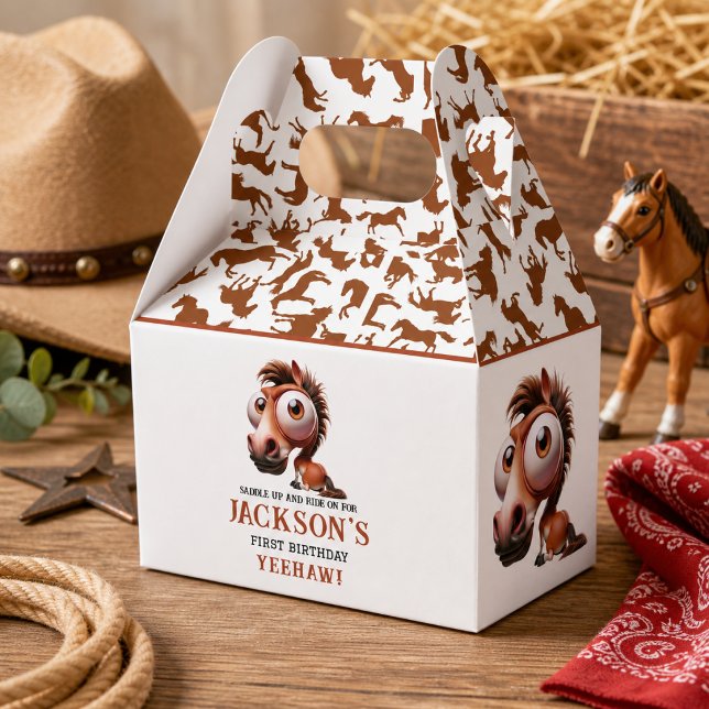 Horse Caricatures 1st Birthday Party Favour Box (Horse Caricatures 1st Birthday Party Favor Boxes)