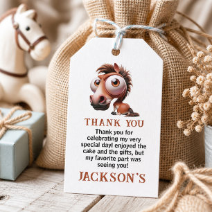 Horse Caricatures 1st Birthday Party Gift Tags