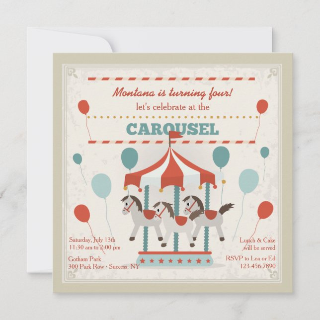 Horse Carousel Invitation (Front)