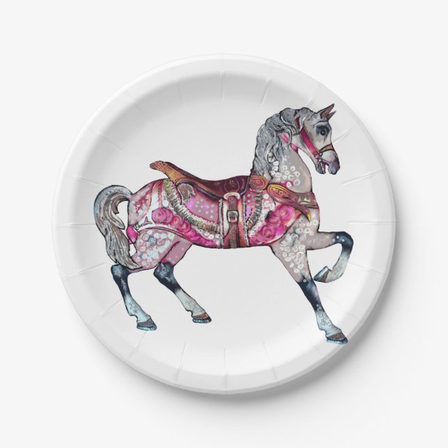 Horse carousel Paper Plate (Front)