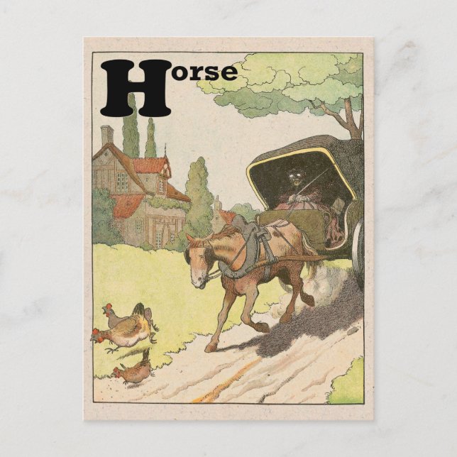 Horse & Carriage Alphabet Postcard (Front)