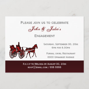 Horse carriage formal engagement anniversary invitation