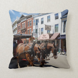 Horse & Carriage on Mackinac Island, Michigan Cushion