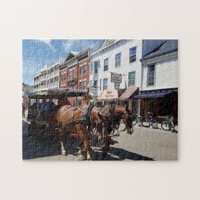 Horse & Carriage on Mackinac Island, Michigan Jigsaw Puzzle (Horizontal)