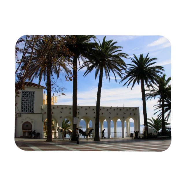Horse & Carriage On The Promenade In Nerja, Spain Magnet (Horizontal)