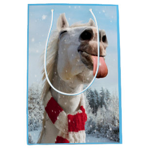 Horse Catching Snowflakes Medium Gift Bag