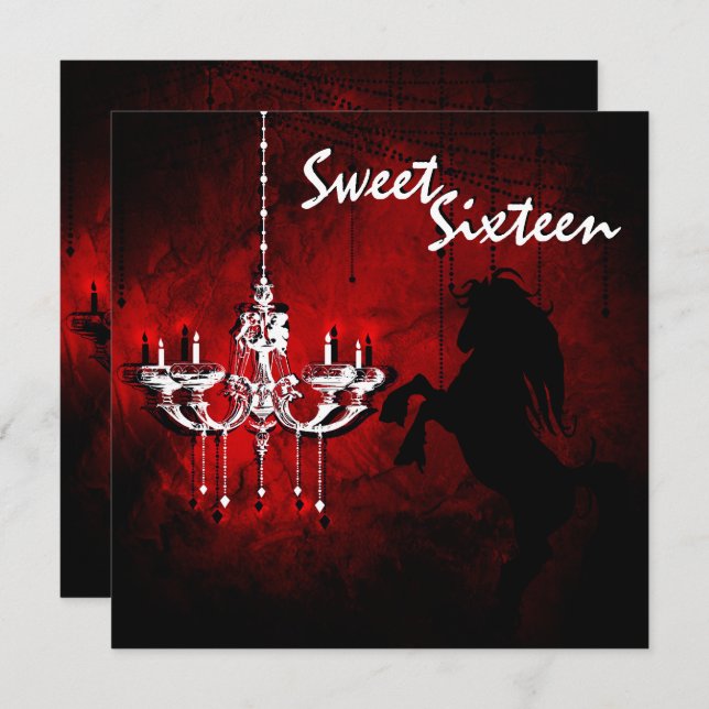 Horse Chandelier Sweet Sixteen Happy Birthday Card (Front/Back)