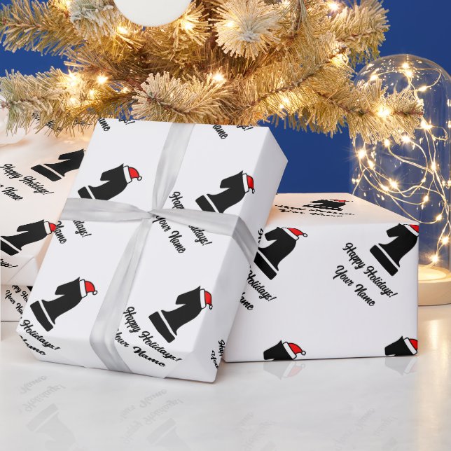 Horse chess piece pattern Christmas wrapping paper (Holidays)
