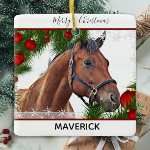 Horse Christmas - Equestrian Cute Pony Ceramic Ornament