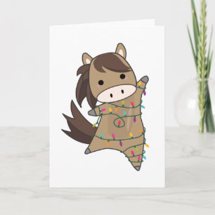 Horse Christmas Fairy Lights Cute Animals For Kids Card