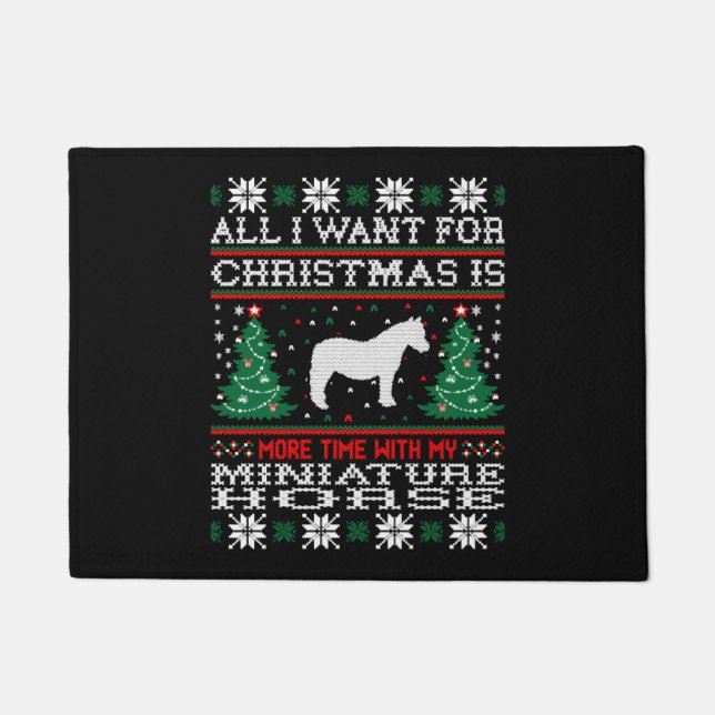 Horse christmas funny Mini Horse outfit Doormat (Front)