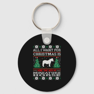 Horse christmas funny Mini Horse outfit Key Ring