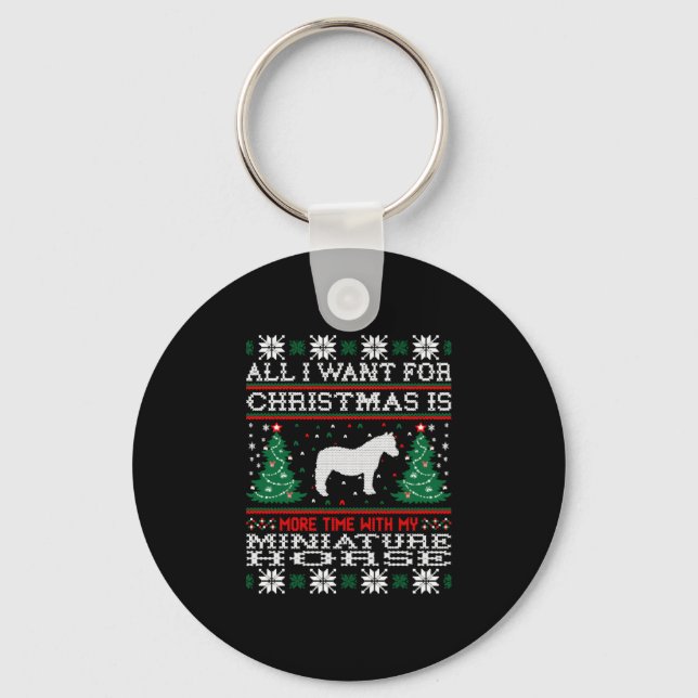 Horse christmas funny Mini Horse outfit Key Ring (Front)