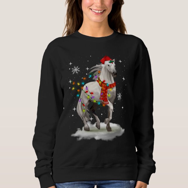 Horse Christmas Lights Funny Sweatshirt (Front)