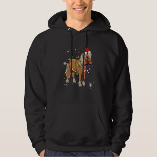 Horse Christmas Lights Led  Santa Hat Christmas Hoodie
