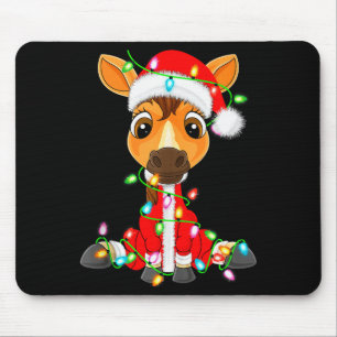 Horse Christmas Lights Santa Costume Cute Animal X Mouse Pad
